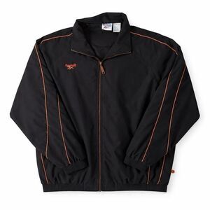 Vintage Reebok Full Zip Windbreaker Jacket Large Black Orange Piping